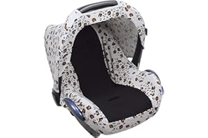 Original Dooky Seat Cover Schonbezug Little Leopard für Babyschale Universalgröße geeignet für 3 und 5 Punkt Gurtsystem Autositz, für Altersgruppe 0+, weiss/gelb/schwarz