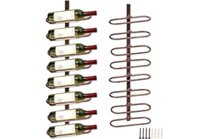 KHayRovies 2Pcs Wine Rack Wall Mounted, Wall Wine Rack for 8 Wine Bottles, Metal Wine Bottle Holder Iron Hanging Wine Rack for Kitchen Dining Room Bar (Brown)