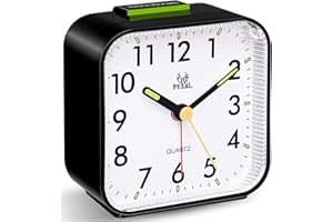 AISUO RICH AISUO Silent Alarm Clock Bedside Battery Powered, Travel Alarm Clock Does Not Tick Night Light Big Display Snooze Light Function for Bedroom Office Kitchen Heavy Sleeper