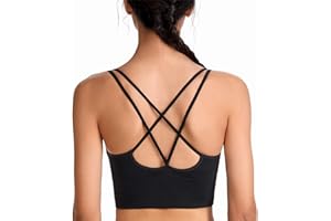 SotRong Damski biustonosz sportowy z krzyżowanymi plecami biustonosz z paskami usztywniany średni wpływ wsparcie siłownia joga bieganie biustonosz seksowny krótki top dla nastolatków GILR