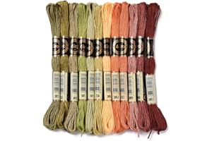 CABODYALS 12 Strang 96m Grün Orange Stickgarn Buntes Garn 6 Stränge Anchor Freundschaftsarmband Schnur Kreuzstichgarn Regenbogenfarbe Stickerei Farben für Schmuckherstellung Armband Nähen Bastelbedarf