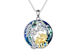 TOUPOP Kette Einhorn 925 Sterling Silber Einhorn Halskette für Damen Mädchen Einhorn Anhänger Schmuck mit Kristall Unicorn Geschenke