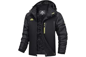 TACVASEN Men's Waterproof Hiking Fleece Jacket Warm Outdoor Skiing Ice Skating Hoodie