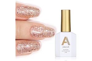 AILLSA Gold Gel Nail Polish, 15 ML Christmas Gel Polish, Rose Gold Color, Soak Off UV/LED Lamp, Gel Nail Varnish, Nail Art Salon DIY at Home Gift for Her