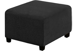 RIRWICM Ottoman-BezüGe, Quadratischer, Faltbarer Aufbewahrungshocker FüR FußHocker-MöBel, Stretch-Jacquard-Stoff, Ottoman-BezüGe, Schutz Mit Elastischem Boden