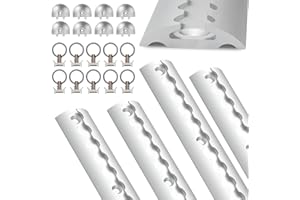 Hebitod Lot de 4 rails d'arrimage en aluminium de 1 m de forme semi-circulaire avec trous, 10 anneaux de raccord et 8 embouts de rail d'avion, pour camping-cars et remorques