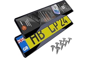 L & P CAR DESIGN 2x Number Plate Holder for Car - License Plate Holder - Black High Gloss - for UK Registration Plates - 520 x 110 mm - 8 Screws - Universal - Reg Plate Holders - fits for Car Caravan Trailer - 52x11cm