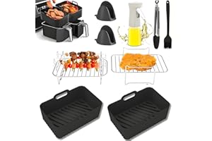 Ricub Premium Ninja Air Fryer Accessories, Ninja Dual Air Fryer Accessories for AF400UK AF451UK Tower T17088, 9 pcs Ninja Air Fryer Dual Accessories, Ninja Fryer Accessories Ninja Dual