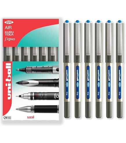 Stylos Roller Uni-ball EYE UB-157 - Lot De 10 - Pointe 0,7 Mm - Encre Bleu Clair Résistante