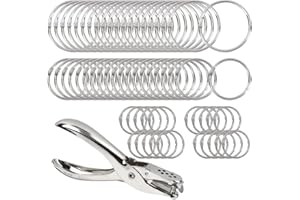OTYMIOW Anelli di Metallo per Raccoglitore 60PZ + Punzonatrice a Tazza, Fogli Rilegatura Metallo per Libri, Scrapbooking