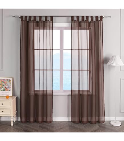 Gardinenbox Set di 2 tende trasparenti Uni, 175 x 140 cm (altezza x larghezza), con occhielli e chiusura a nastro, per soggiorno, 20332-cn2