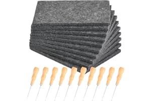 FOCCTS Prickel-Zubehör (10 Prickelfilze 20x14,5 cm und 10 Prickelnadeln mit Holzgriff 12,5 cm) Prickelset