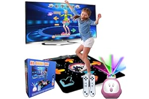 YRPRSODF Dance Mat for Kids & Adults, Musical Electronic Dance Step Pad with 100+ Games, 200+Songs, HD Camera, 2 Wireless Motion Sensor Controllers, MTV& Cartoon Mode, Toy Gift for Girls& Boys age 3+