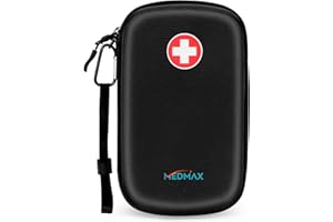 MEDMAX Epipen Borsa da Trasporto, Grande Rigido EVA Protettiva Custodia Medicinali di Emergenza Cover da Viaggio per Bambini e Adulti, per 3 EpiPens, Asthma Inhaler, Auvi-Q, Allergy Essentials, (Nero)