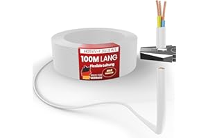 MAS Premium Von 5 bis 100m Kunststoffschlauchleitung H05VV-F 2, 3 oder 5 x0,75; x1; x1,5 oder x2,5 und 4G0,75 Flexible Leitung Kabel Leitung Gerätekabel (H05VV-F 3G1,5 WS, 100m)