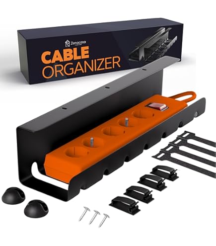 Vassoio Portacavi Sotto Scrivania - Organizzatore Cavi Per Scrivania Con Clip E Fascette, Nero - Foto 9