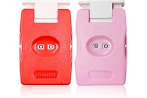 FIBOUND 2 Stück Fingerzähler Universalzähler Strickzähler Zähler Manueller Zähler zum Flechten Stricken Stich, Stricken Reihe Zähler für Zuhause, Reisen (Rosa and Rot).