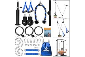 SERTT Weight Cable Pulley System Gym, Upgraded Cable Pulley Attachments for Gym LAT Pull Down, Biceps Curl, Tricep, Arm Workouts - Weight Pulley System Home Gym Add On Equipment