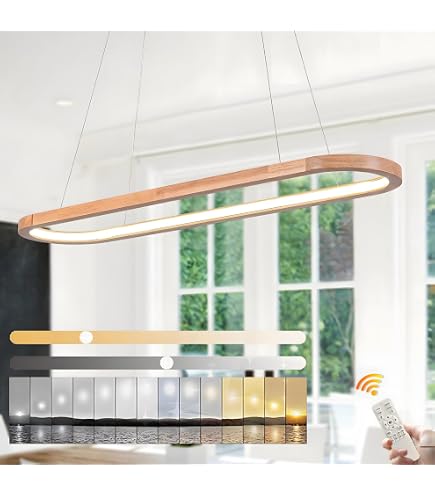 Lampe Suspendue Ovale LED Dimmable - Télécommande, Réglage Couleur Et Intensité, Longueur 90 Cm, Couleur Or - 8