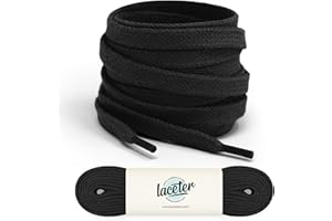 Laceter Lacci Scarpe Piatti 100% Cotone - Stringhe Scarpe da Sportive Resistenti - Lacci bianchi o di colore alternato - Larghezza 8mm