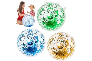 FEIONE Wasserball Aufblasbar, 3 Stück Aufblasbare Glitter Wasserbälle, Strandball, Beachball, Schwimmbad Party Ball Für Sommeraktivitäten Im Freien, Aufblasbarer Ball, Wasserball Groß