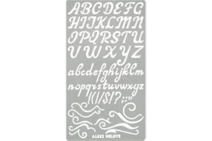 Aleks Melnyk #34.2 Pochoir Metal Alphabet pour Peinture, Pyrogravure sur Bois, Lettres, Gabarit, Stencil Journal, Pochoirs Loisirs Creatifs, Chiffre Vintage, Scrapbooking, Pochoire Petite Taille