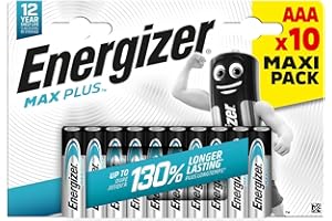 Energizer Max Plus - AAA Batteries (10 Pack) - Triple A Performance Alkaline Battery 1.5V - 130% Longer Lasting - Ideal For High Drain Devices - 100% Recyclable Packaging - 15 Year Shelf Life