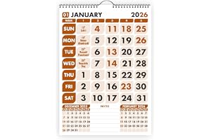 Wall Calendar 2026 | New Year Calendar 2026 | Size: 14.75" X 20" | Printed on 150 GSM Glossy Art Paper | 2026 Calendar for Home & Office | Holidays Mentioned | Calendar 2026 Brown Color