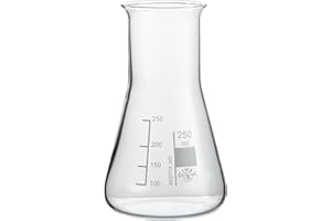 neoLab Pack of 10 Wide Neck Erlenmeyer Flasks, 250 ml, Made of Simax Borosilicate Glass 3.3, Glass Flask with Graduation & Graduation, Volumetric Flask Heat Resistant & Chemical Resistant (E-1069)