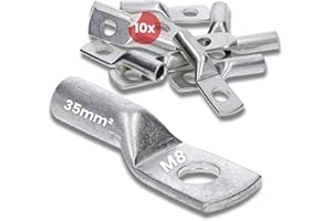 Kalitec DR35-8 - Terminales de cable prensados (10 unidades, 35 mm², M8, según DIN 46235, fabricado en Alemania)