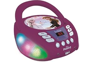 Lexibook, La Reine des neiges, Lecteur CD Bluetooth pour Enfants, Portable, Effets Lumineux, Prise Micro, Entrée aux-in, Pile ou Secteur, Filles, Garçons, Violet, RCD109FZ