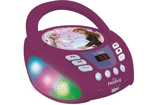 Lexibook, La Reine des neiges, Lecteur CD Bluetooth pour Enfants, Portable, Effets Lumineux, Prise Micro, Entrée aux-in, Pile ou Secteur, Filles, Garçons, Violet, RCD109FZ