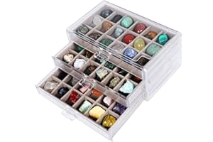 GREENPEAR Rock Collections Box for Kids - Rock Display Case for Collectibles - Rock Collection Storage - Display Shelf for Collectibles - Rock Collection Display Case