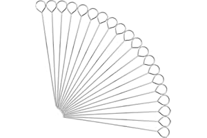 Taasmoog - Spiedini per kebab, 20 spiedini in acciaio inox, riutilizzabili, in metallo, per barbecue, griglia, carne, verdure e frutta (25 cm)