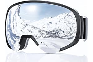 Yeerain Occhiali da sci unisex, da donna, per chi indossa occhiali, design OTG, protezione UV, occhiali da neve, anti-appannamento, sferici, riflessi per ragazzi e ragazze