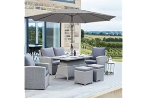 Green Bay 2.7M Round Garden Parasol Umbrella Outdoor Sun Shade for Patio/Beach/Pool Umbrellas with Winding Crank and 38mm Tilt Pole - Grey