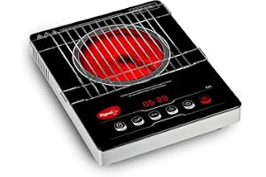 Pigeon by Stovekraft Infrared Cook & Grill 2000W Cooktop | Works with ALL Cookware (Non-Induction Too!) | Tandoor Grill Function | Touch Control | Timer | Auto Shut-Off | BIS | 2 Year Warranty | Black