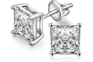 jiamiaoi Pendientes hombre plata de ley, Pendientes Cuadrado Pendientes Diamante Brillante Pendiente negro con perno trasero de tornillo 4mm-8mm