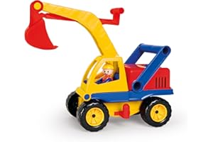 Lena 04151 Aktywna koparka, ok. 35 cm, z ruchomą figurką Lena, plac budowy, zabawkowy pojazd dla dzieci od 2 lat, wytrzymała koparka z funkcjonalną koparką i uchwytem