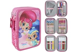 CERDÁ LIFE'S LITTLE MOMENTS Cerdá Shimmer and Shine 2700000240, Astuccio/Portatutto con 3 scomparti e 42 pezzi, Rosa