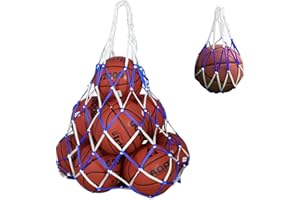 Pumuky Ballnetz, 2 Stück, für 10 – 15 Bälle, Tasche aus Nylon, wiederverwendbar, mit Kordelzug, für Basketball, Fußball und Volleyball