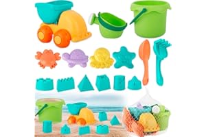 AOUVT 16 Pièces Ensemble de Jouets de Plage，Jouets de Plage avec Seau, Voiture de Plage，Modèle de Sable，Jouets de Plage Modèle de Plage Sea Life，Jouets D'été pour Garçons et Filles
