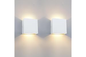 KICAAO 2 Pezzi Applique da Parete Esterno LED Lampada da Parete Interno Moderno Bianco,12W Luce Caldo 3000k, Lampada Muro IP65 Impermeabile Quadrata Alluminio Lampada da Parete Esterna, XG-W-001