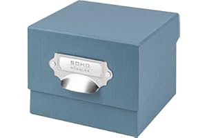‎RÖSSLER PAPIER Rössler SOHO Foto Aufbewahrungsbox | Fotobox Aufbewahrungsbox mit Deckel | Organizer Box | Visitenkarten Aufbewahrung | Boxen Aufbewahrung | Storage Boxes | 17x15x13 cm | 1 Stück | Farbe: Blau | Denim