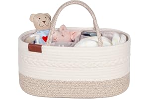 Aoohun Nappy Caddy Organiser, Baby Diaper Basket Changing Bag Newborn Shower Gifts Basket, Neutral Brown