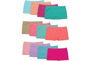 Channo Braguitas Estilo Culotte Boxer Niña Licra Lisos Distintos Colores. Modelo Sin Costura. Elástico Suave Microfibra. Pack de 12 Bragas