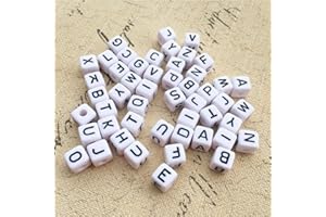 DAHI 1000 Pièces Perles Lettres pour Bracelet Alphabet, 6 x 6 mm, Perle Alphabet Carré A-Z Cube Letter Beads, pour Bricolage de Bijoux, Bracelet, Colliers, Porte-clés