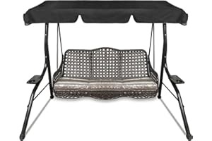 EHOTER Toldo de repuesto para silla de columpio de jardín de 3 plazas, impermeable, resistente al viento, anti-UV, resistente a desgarros, cubierta superior para hamaca de jardín para exteriores (164 x 114 x