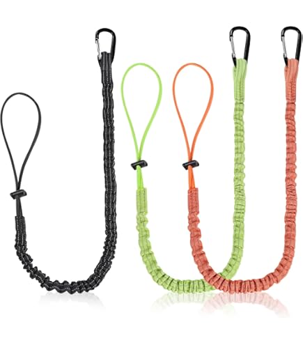 LALATOK Tool Lanyard 6 stks Uitschuifbare Veiligheid Tool Tether 90cm-170cm Lengte met Dikke Rvs Karabijnhaak Valbescherming Anti Break Voor Dakers, Bouw Maximaal Gewicht 10kg/22lb