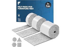 shinfly Filtskydd Självhäftande 4mm Tjock, Självhäftande Filtskydd för Möbler, För Stolar, Kan Skäras i Valfri Form, 100cm10c